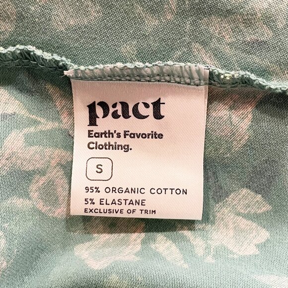 New Pact Stretch Cotton Floral Knit Midi Skirt Jade Green Pink Small - Picture 7 of 8